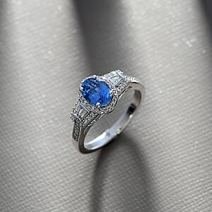 Luxoro AAA Ceylon Sapphire, Padparadscha Sapphire (BT) 8.0) and I2 Diamond 1.50 ctw Ocean Embrace Ring in 10K White Gold (Size 7.0)