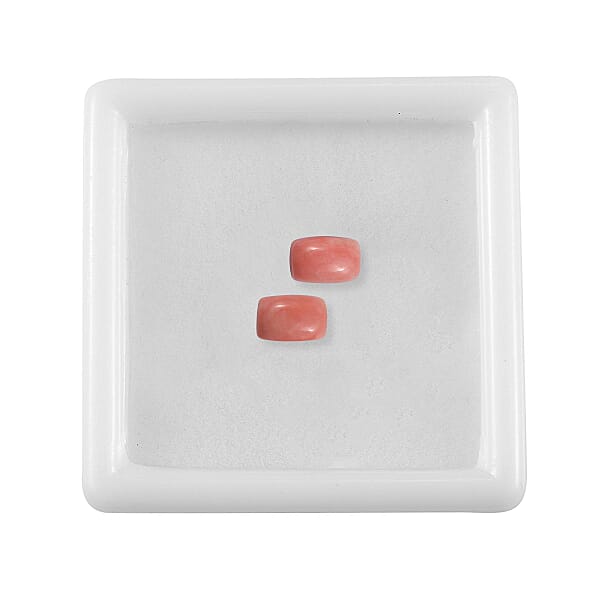 Peach Opal Set of 2 (Cush 6x4 mm) 0.73 ctw