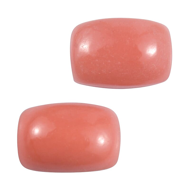 AAA Peach Opal Set of 2 (Cush 6x4 mm) 0.75 ctw