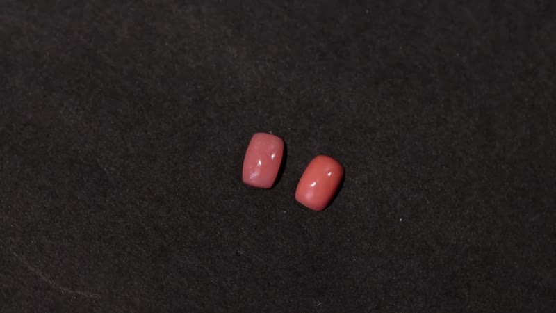 AAA Peach Opal Set of 2 (Cush 6x4 mm) 0.75 ctw