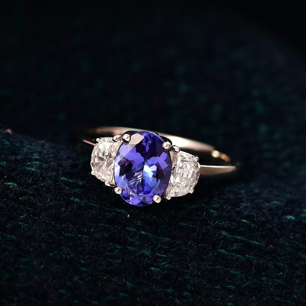 Premium Tanzanite and Luxuriant Lab Grown Diamond E-F VS 2.15 ctw Ring in 950 Platinum (Size  11.0) image number 1