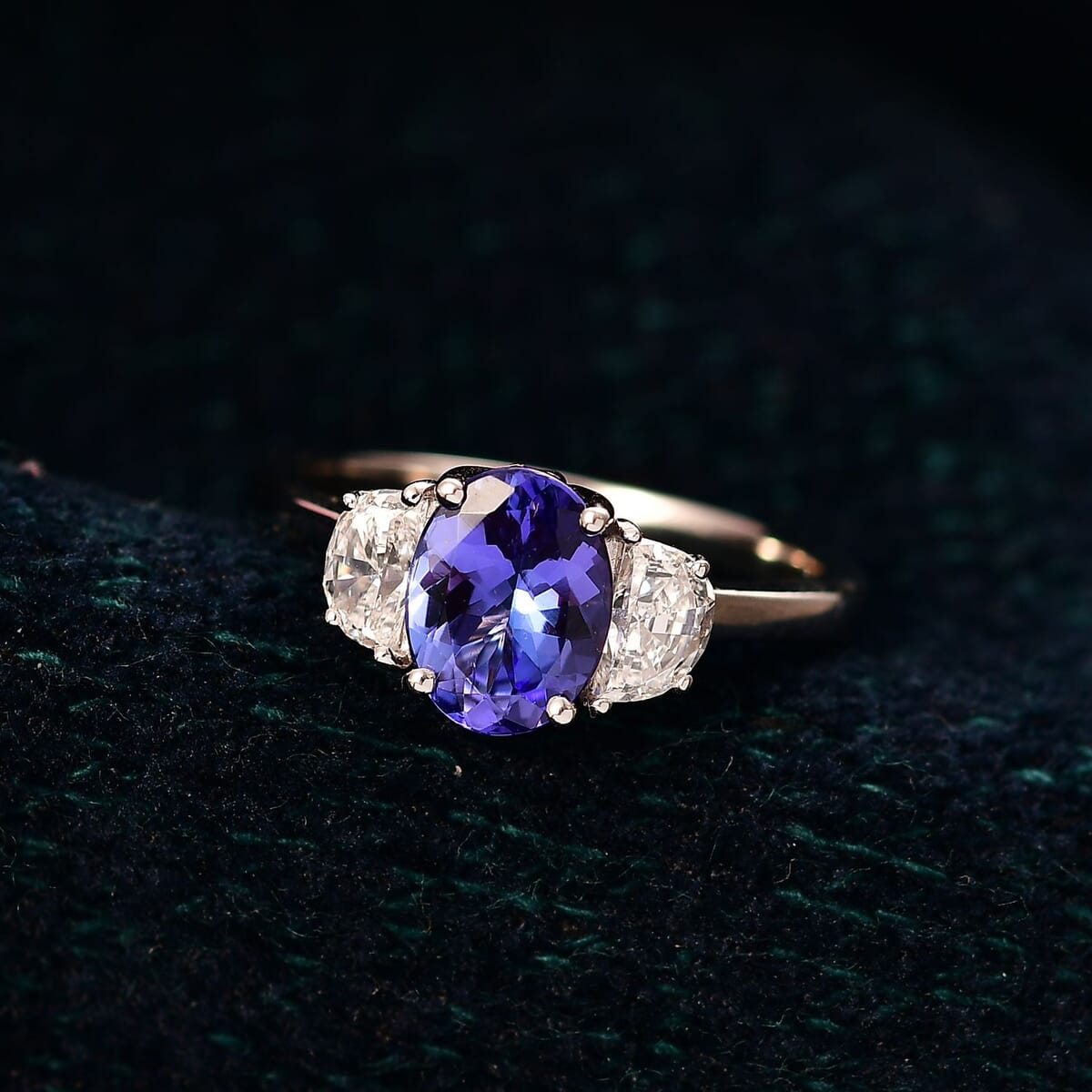 Premium Tanzanite and Luxuriant Lab Grown Diamond E-F VS 2.15 ctw Ring in 950 Platinum (Size  6.0) image number 1