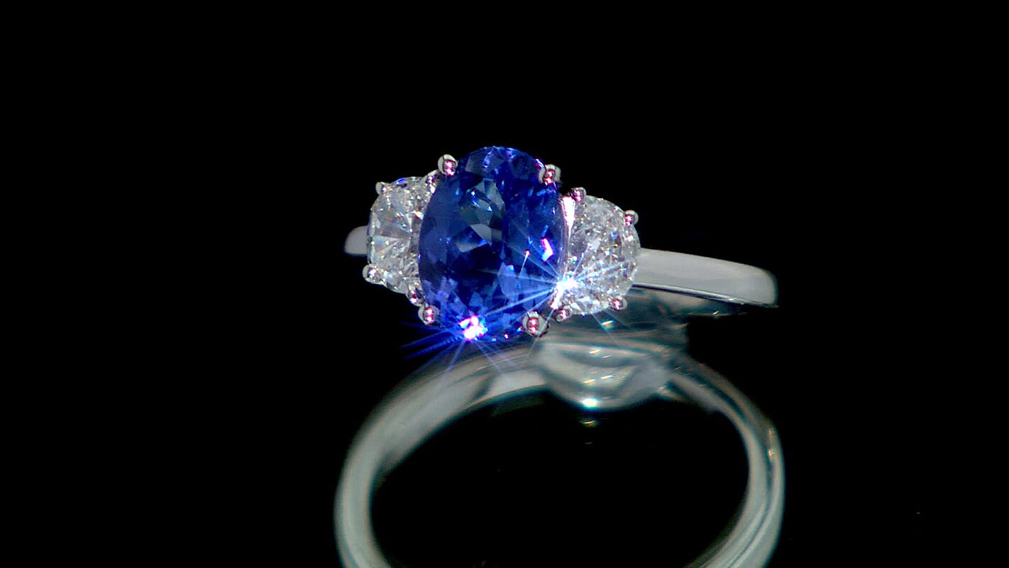 950 Platinum Premium Tanzanite, Luxuriant Lab Grown Diamond (E-F, VS) (0.50 cts) Ring (Size 10.0) 2.15 ctw