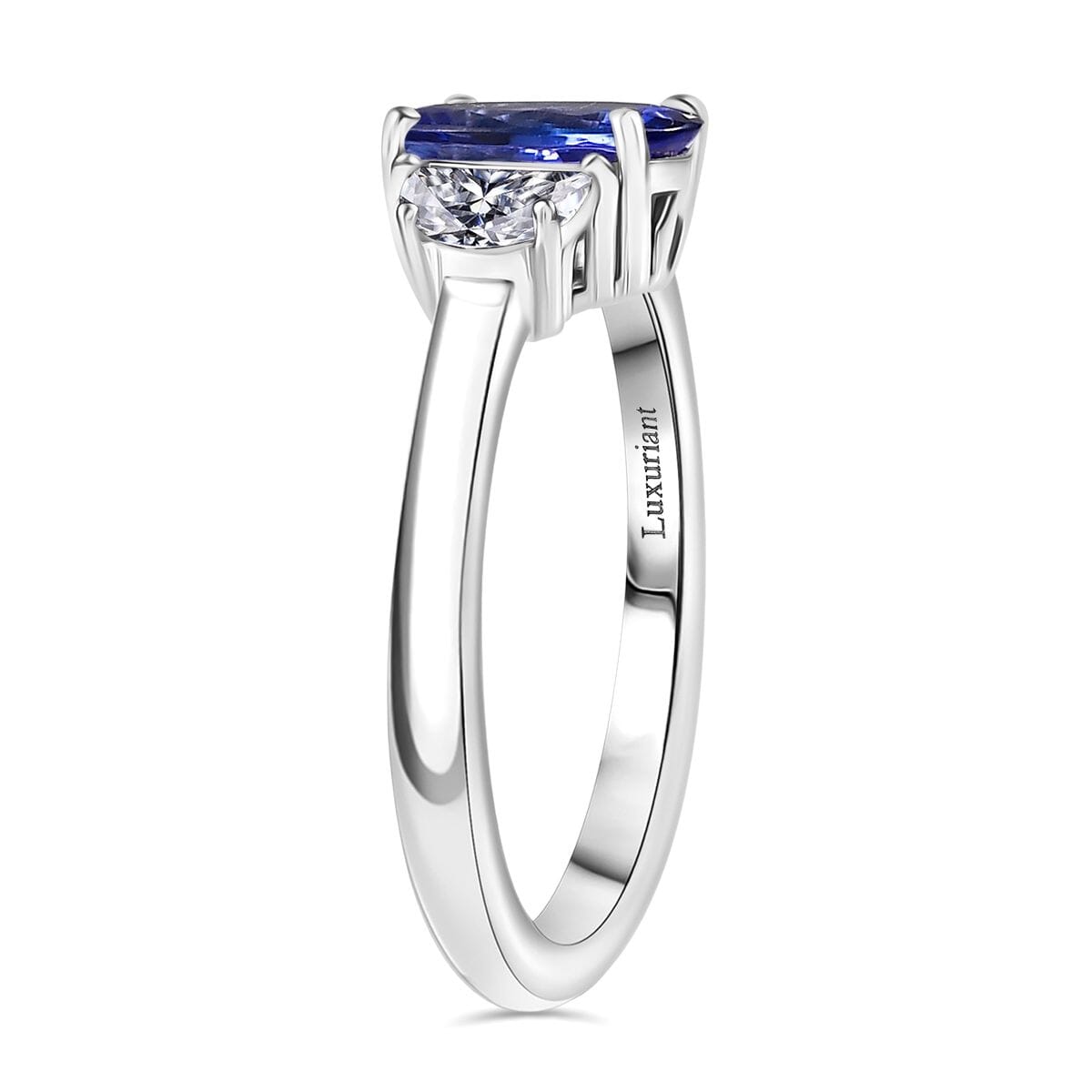 Premium Tanzanite and Luxuriant Lab Grown Diamond E-F VS 2.15 ctw Ring in 950 Platinum (Size  6.0) image number 3