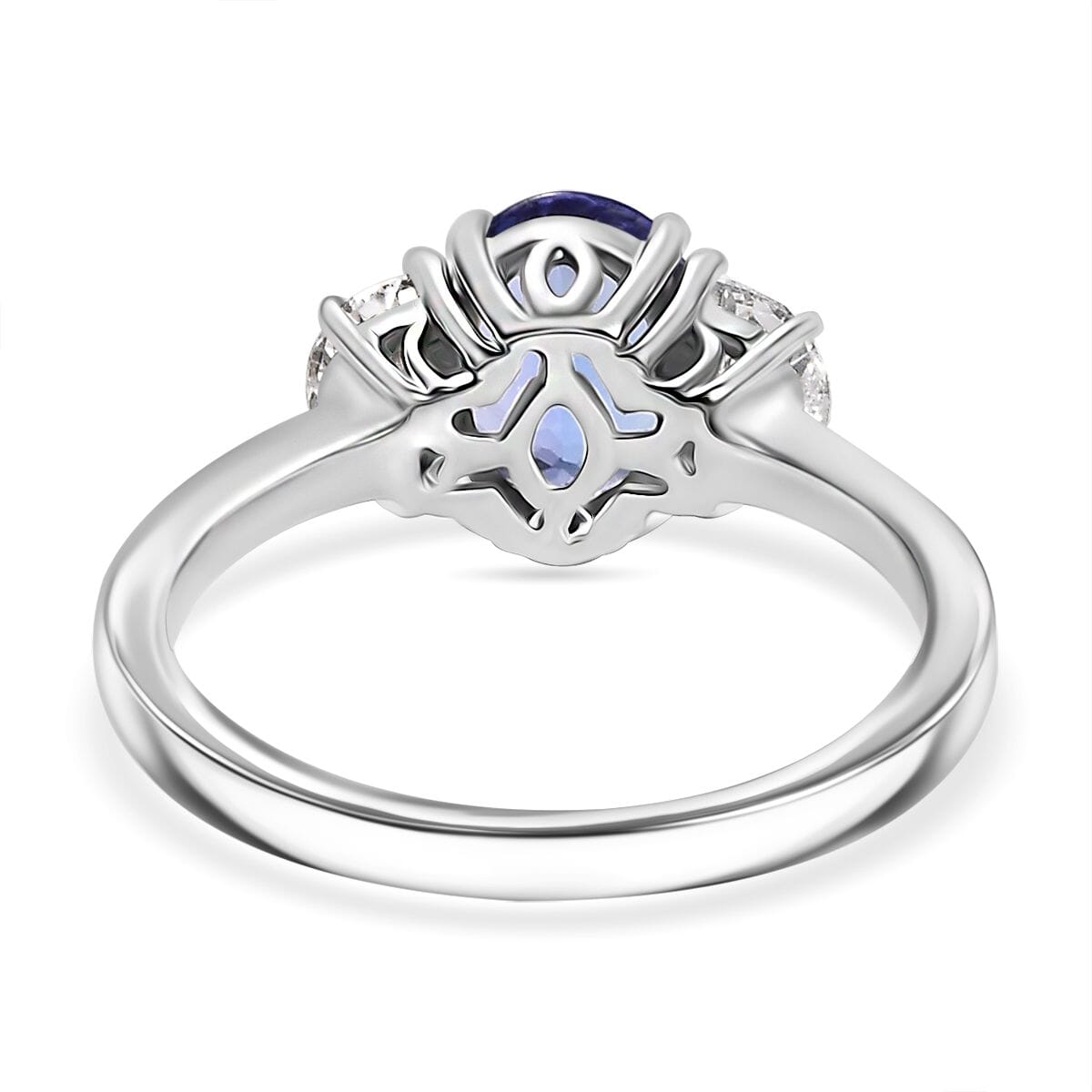 Premium Tanzanite and Luxuriant Lab Grown Diamond E-F VS 2.15 ctw Ring in 950 Platinum (Size  6.0) image number 4
