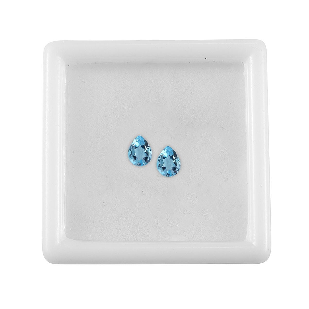 Swiss Blue Topaz Set of 2 (Pear 5x4 mm) 0.70 ctw