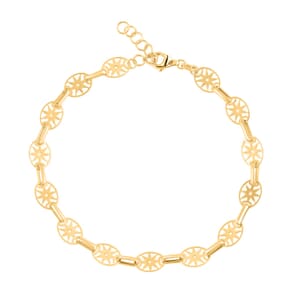 Italian Celestial Wheel Chain Bracelet in 10K Yellow Gold (7-8In) 1.45 Grams