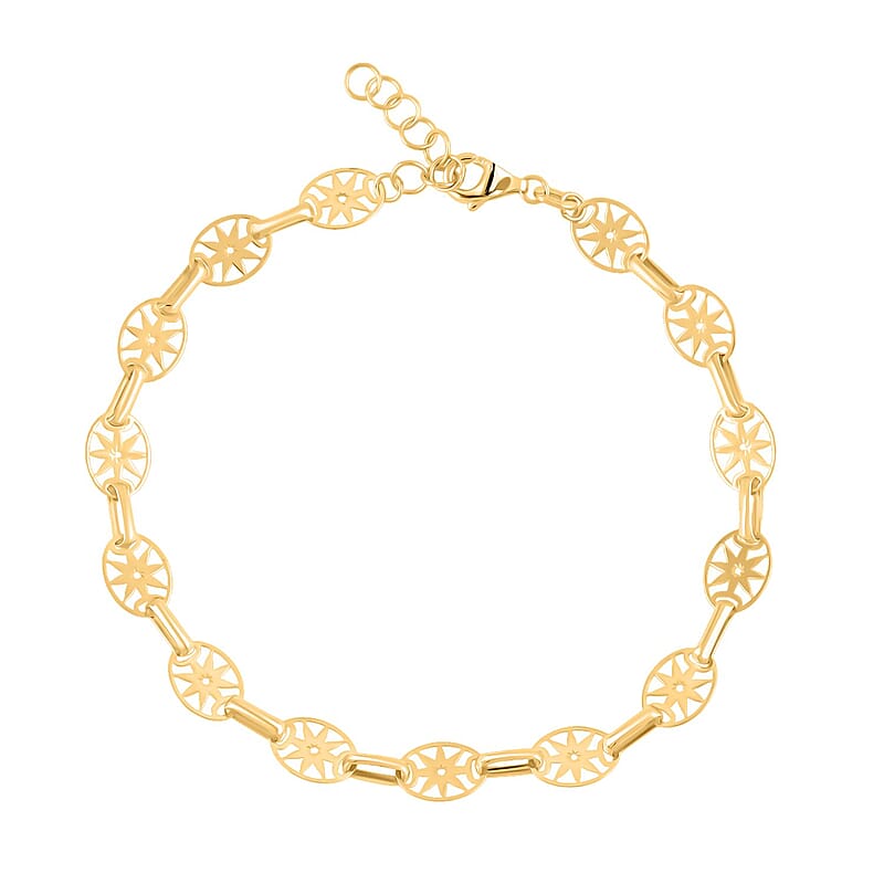 Italian Celestial Wheel Chain Bracelet in 10K Yellow Gold (7-8In) 1.45 Grams