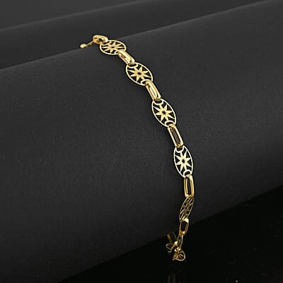 Italian Celestial Wheel Chain Bracelet in 10K Yellow Gold (7-8In) 1.45 Grams