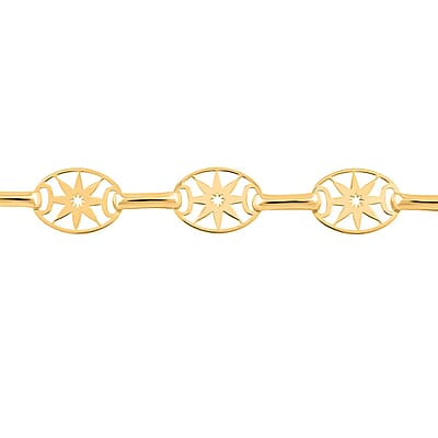 Italian Celestial Wheel Chain Bracelet in 10K Yellow Gold (7-8In) 1.45 Grams