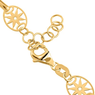 Italian Celestial Wheel Chain Bracelet in 10K Yellow Gold (7-8In) 1.45 Grams
