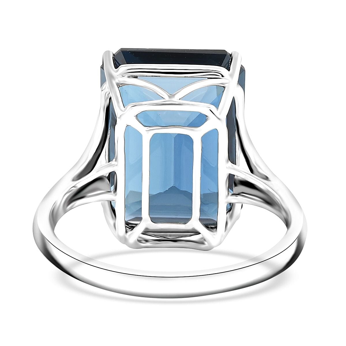 Certified & Appraised Luxoro AAA London Blue Topaz 10.50 ctw Solitaire Ring in 10K White Gold (Size 11.0) image number 4