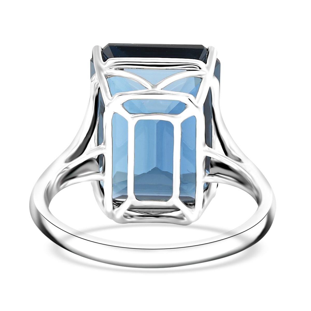 Certified & Appraised Luxoro AAA London Blue Topaz 10.50 ctw Solitaire Ring in 10K White Gold (Size 8.0) image number 4