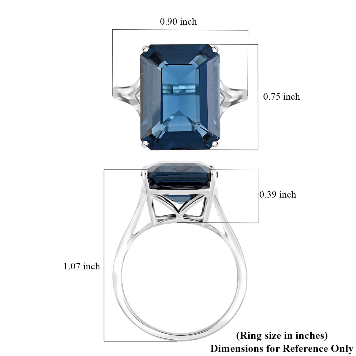 Certified & Appraised Luxoro AAA London Blue Topaz 10.50 ctw Solitaire Ring in 10K White Gold (Size 8.0) image number 5
