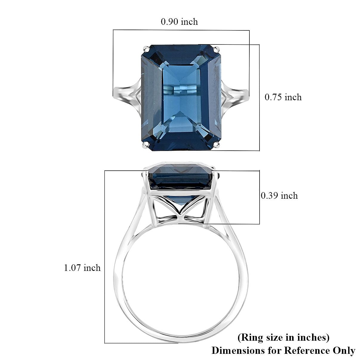 Certified & Appraised Luxoro AAA London Blue Topaz 10.50 ctw Solitaire Ring in 10K White Gold (Size 9.0)