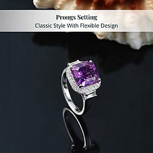 Certified & Appraised Luxuriant AAA Lab Grown Purple Sapphire and E-F VS Lab Grown Diamond 7.16 ctw Ring in 10K White Gold (Size 10.0)