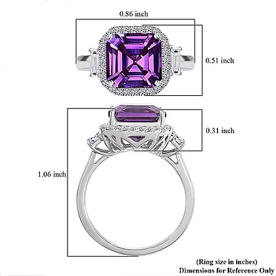 Certified & Appraised Luxuriant AAA Lab Grown Purple Sapphire and E-F VS Lab Grown Diamond 7.16 ctw Ring in 10K White Gold (Size 12.0)