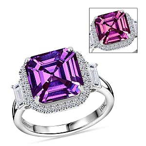 Certified & Appraised Luxuriant AAA Lab Grown Purple Sapphire and E-F VS Lab Grown Diamond 7.16 ctw Ring in 10K White Gold (Size 8.0)