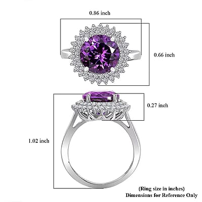 Certified & Appraised Luxuriant AAA Lab Grown Purple Sapphire and E-F VS Lab Grown Diamond 6.01 ctw Double Halo Ring in 10K White Gold (Size 10.0)