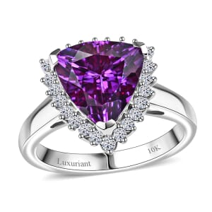 Certified & Appraised Luxuriant AAA Lab Grown Purple Sapphire and E-F VS Lab Grown Diamond 5.17 ctw Ring in 10K White Gold (Size 10.0)