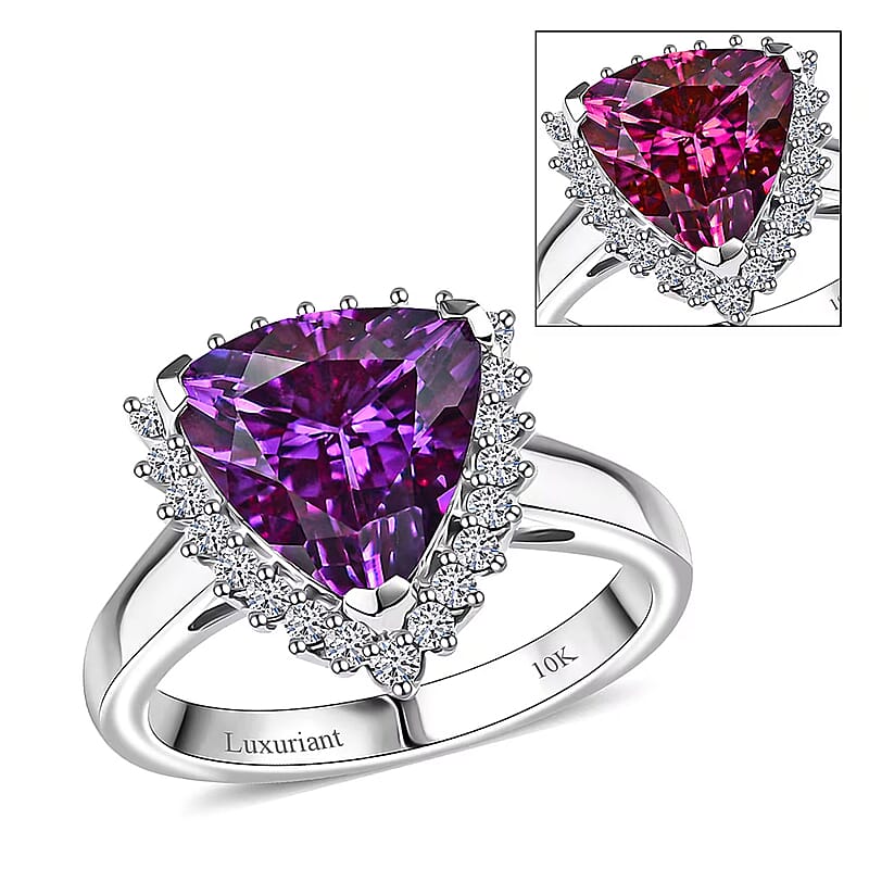 Certified & Appraised Luxuriant AAA Lab Grown Purple Sapphire and E-F VS Lab Grown Diamond 5.17 ctw Ring in 10K White Gold (Size 10.0)