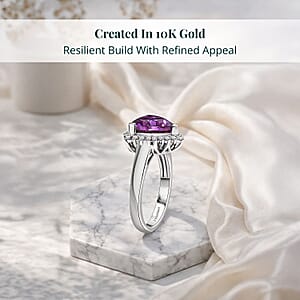 Certified & Appraised Luxuriant AAA Lab Grown Purple Sapphire and E-F VS Lab Grown Diamond 5.17 ctw Ring in 10K White Gold (Size 10.0)