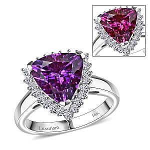 Certified & Appraised Luxuriant AAA Lab Grown Purple Sapphire and E-F VS Lab Grown Diamond 5.17 ctw Ring in 10K White Gold (Size 10.5)