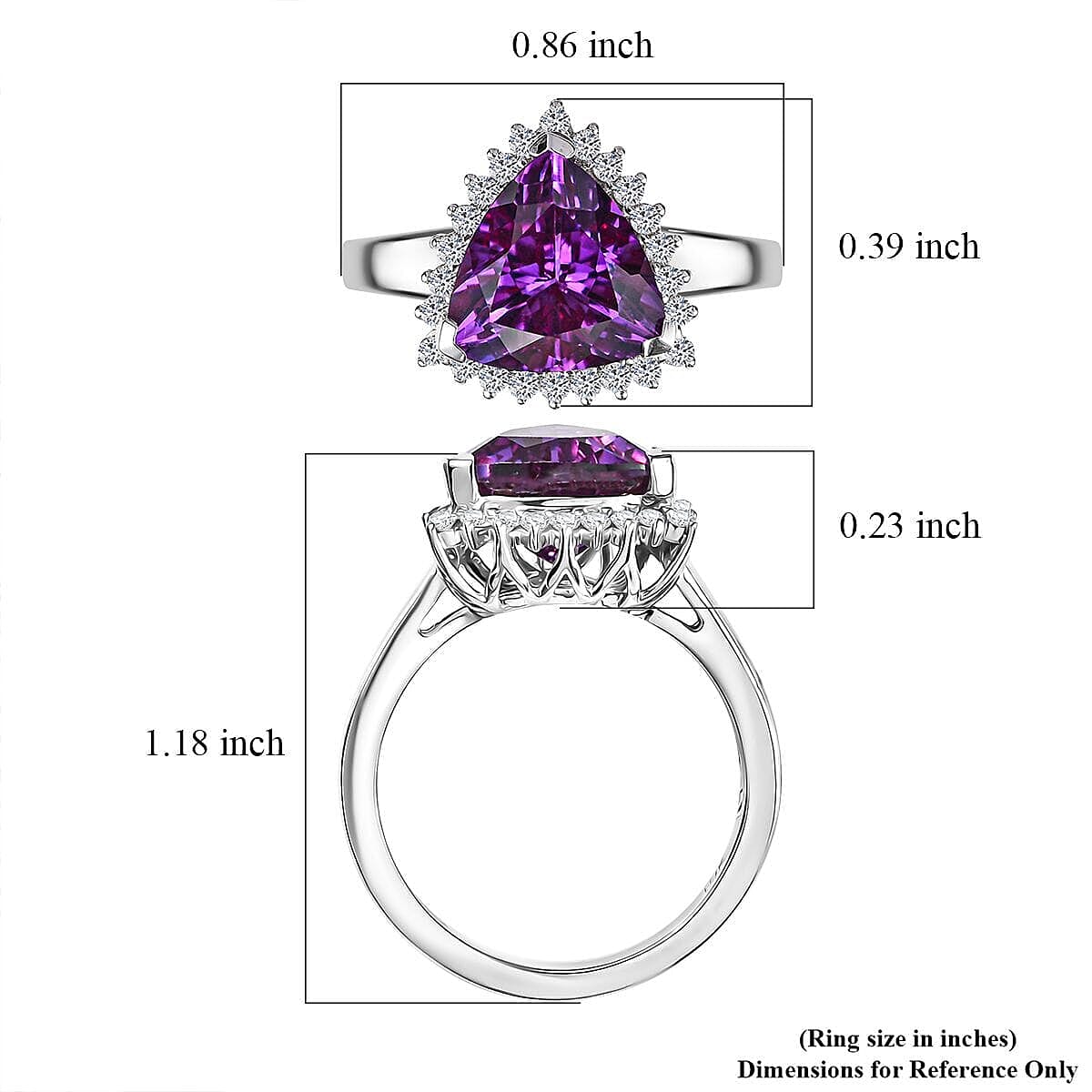 Certified & Appraised Luxuriant AAA Lab Grown Purple Sapphire and E-F VS Lab Grown Diamond 5.17 ctw Ring in 10K White Gold (Size 10.5) image number 5