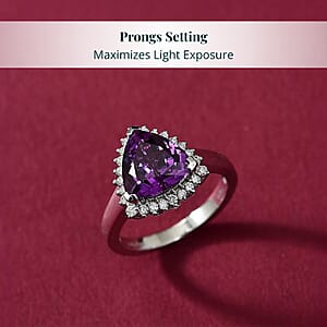 Certified & Appraised Luxuriant AAA Lab Grown Purple Sapphire and E-F VS Lab Grown Diamond 5.17 ctw Ring in 10K White Gold (Size 8.0)