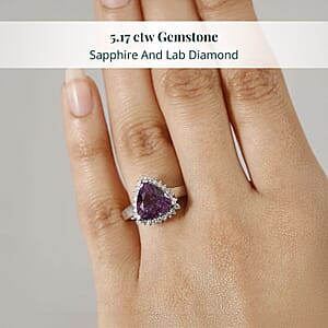 Certified & Appraised Luxuriant AAA Lab Grown Purple Sapphire and E-F VS Lab Grown Diamond 5.17 ctw Ring in 10K White Gold (Size 9.5)