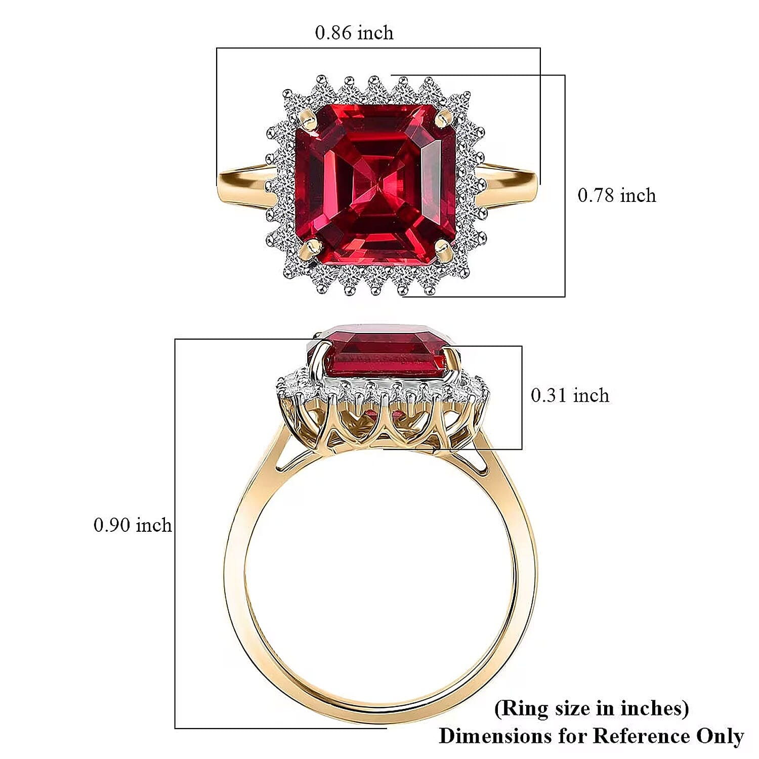Certified & Appraised Luxuriant 10K Yellow Gold AAA Asscher Cut Lab Grown Padparadscha Sapphire, E-F VS Lab Grown Diamond 6.89 ctw Ring (Size 10.0)