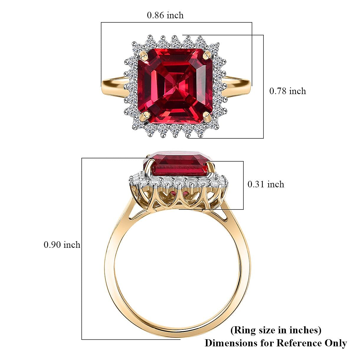 Certified & Appraised Luxuriant 10K Yellow Gold AAA Asscher Cut Lab Grown Padparadscha Sapphire, E-F VS Lab Grown Diamond 6.89 ctw Ring image number 5