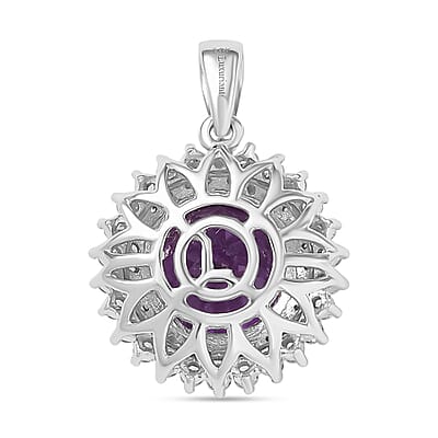 Certified & Appraised Luxuriant AAA Lab Grown Purple Sapphire and E-F VS Lab Grown Diamond 6.02 ctw Pendant Necklace (18 Inches) in 10K White Gold