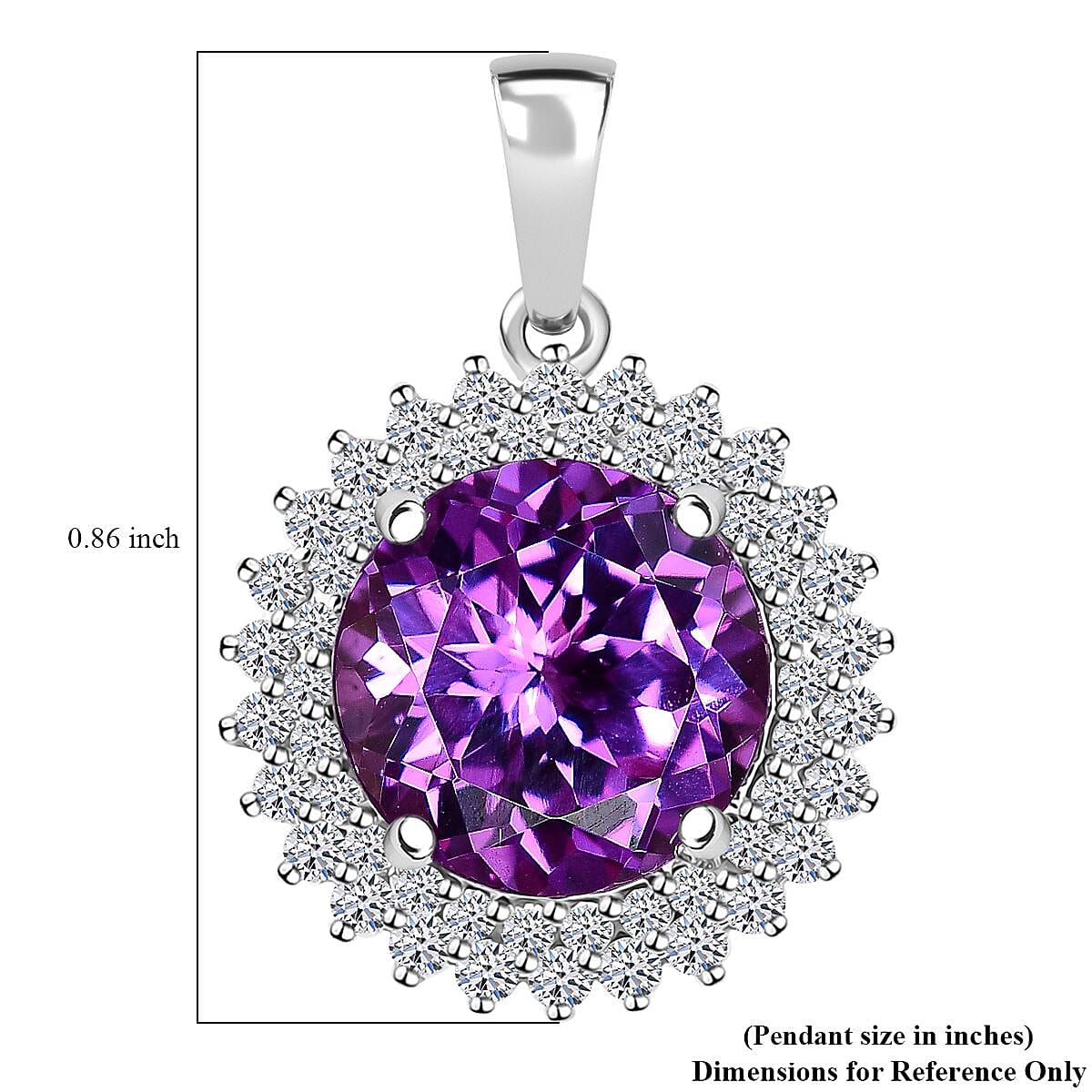Certified & Appraised Luxuriant AAA Lab Grown Purple Sapphire and E-F VS Lab Grown Diamond 6.02 ctw Pendant Necklace (18 Inches) in 10K White Gold