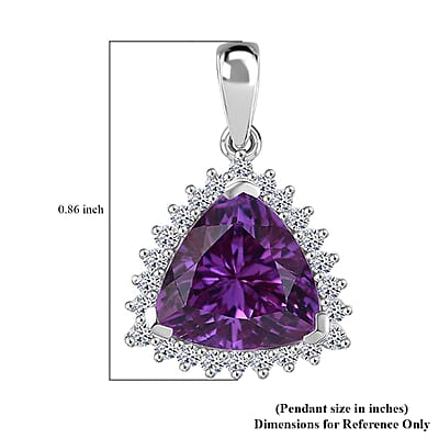 Certified & Appraised Luxuriant AAA Lab Grown Purple Sapphire and E-F VS Lab Grown Diamond 5.27 ctw Pendant Necklace (18 Inches) in 10K White Gold 