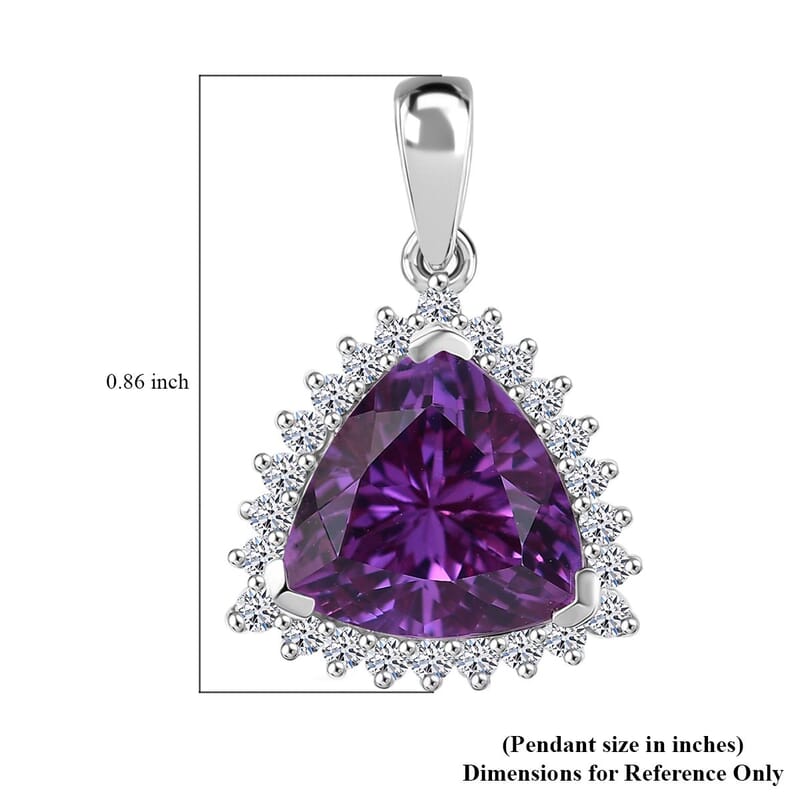Certified & Appraised Luxuriant AAA Lab Grown Purple Sapphire and E-F VS Lab Grown Diamond 5.27 ctw Pendant Necklace (18 Inches) in 10K White Gold 