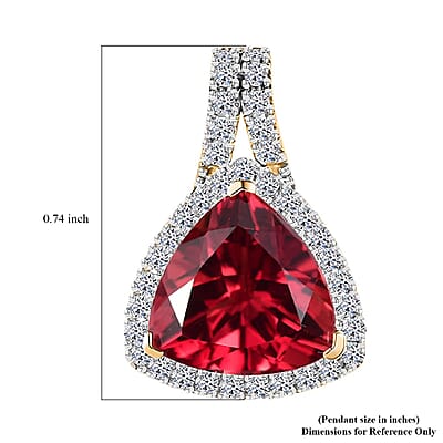 Certified & Appraised Luxuriant AAA Lab Grown Padparadscha Sapphire and E-F VS Lab Grown Diamond 5.09 ctw Pendant Necklace (18 Inches) in 10K Yellow Gold