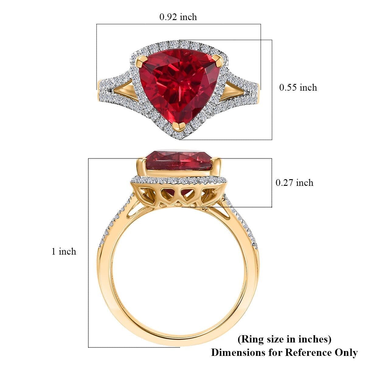 Certified & Appraised Luxuriant AAA Lab Grown Padparadscha Sapphire and E-F VS Lab Grown Diamond 5.28 ctw Ring in 10K Yellow Gold (Size 10.0) image number 5