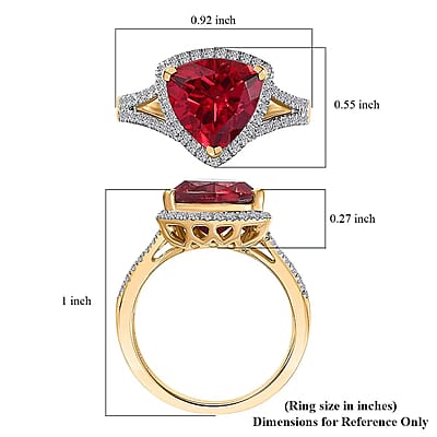 Certified & Appraised Luxuriant AAA Lab Grown Padparadscha Sapphire and E-F VS Lab Grown Diamond 5.28 ctw Ring in 10K Yellow Gold (Size 10.0)