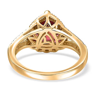 Certified & Appraised Luxuriant AAA Lab Grown Padparadscha Sapphire and E-F VS Lab Grown Diamond 5.28 ctw Ring in 10K Yellow Gold (Size 10.0)