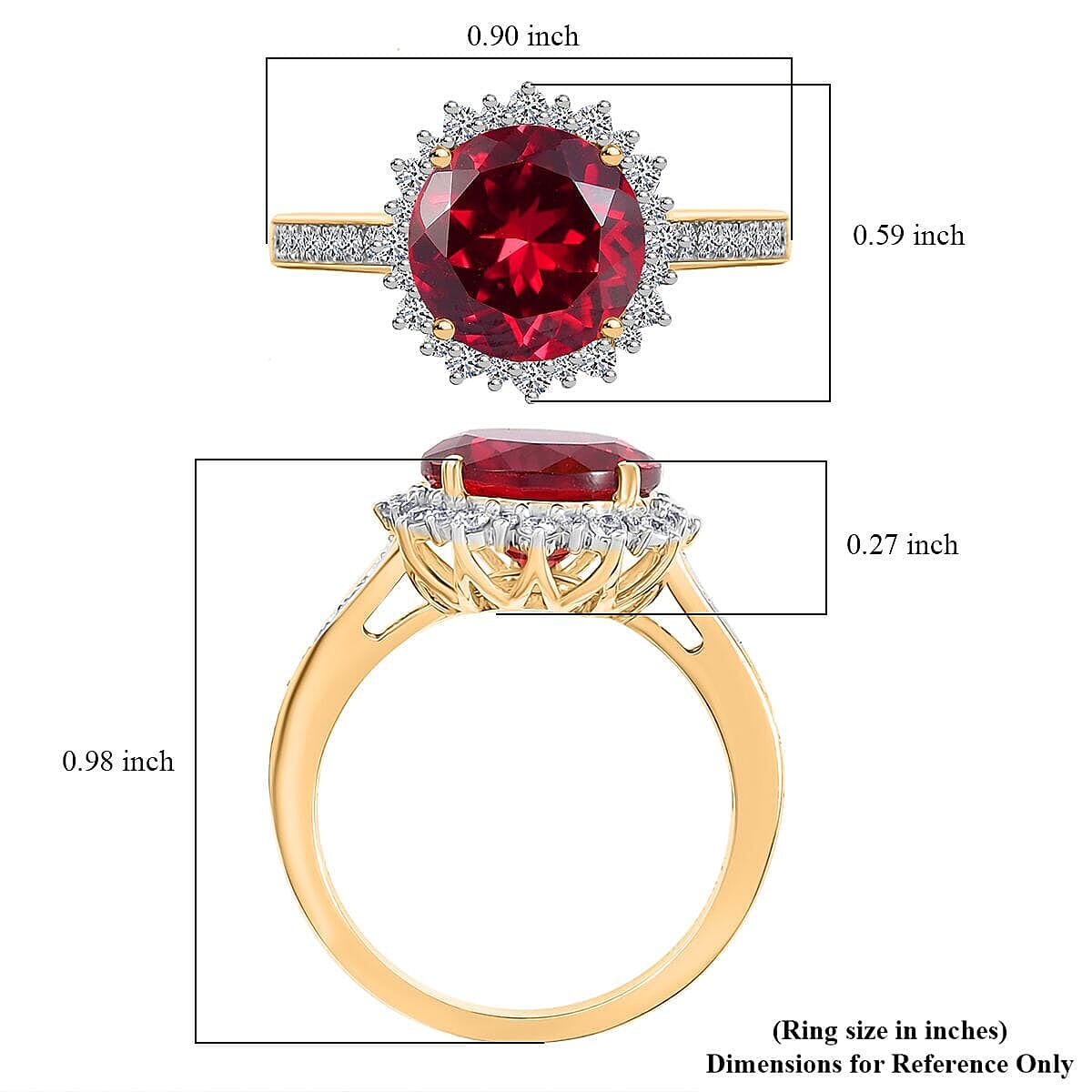 Certified & Appraised Luxuriant AAA Lab Grown Padparadscha Sapphire and E-F VS Lab Grown Diamond 5.50 ctw Ring in 10K Yellow Gold (Size 9.5) image number 4
