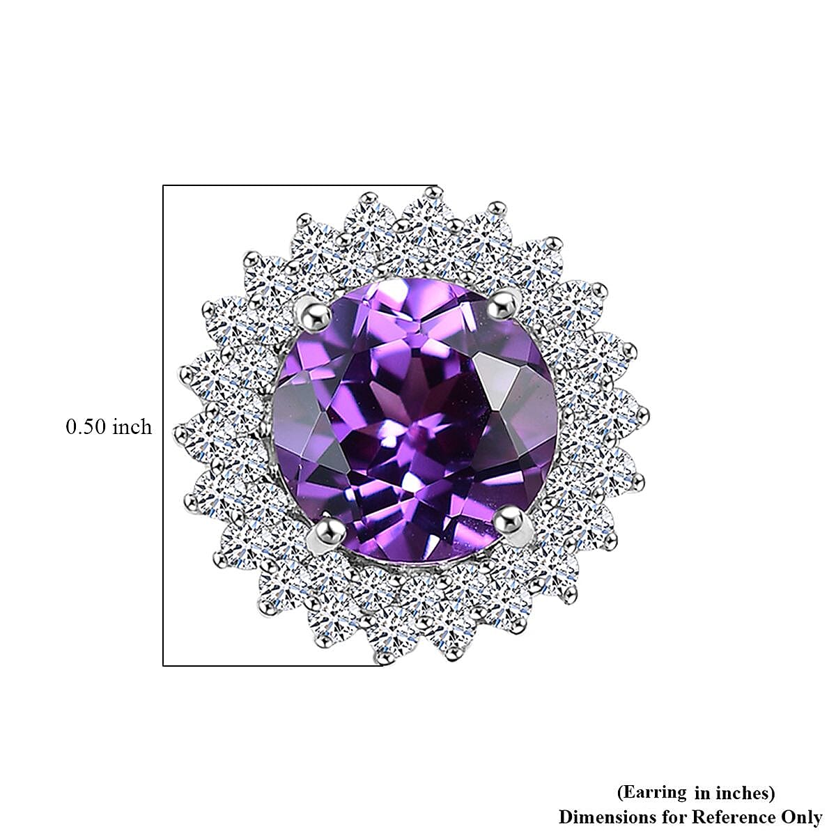 Certified & Appraised Luxuriant 10K White Gold AAA Lab Grown Purple Sapphire and E-F VS Lab Grown Diamond 4.54 ctw Earrings  image number 4