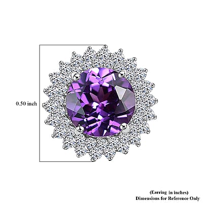 Certified & Appraised Luxuriant 10K White Gold AAA Lab Grown Purple Sapphire and E-F VS Lab Grown Diamond 4.54 ctw Earrings