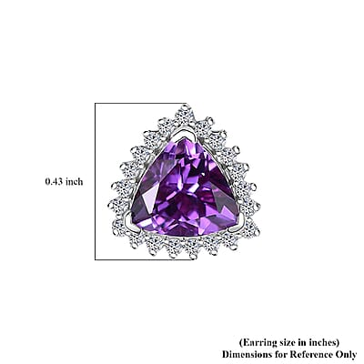 Certified & Appraised Luxuriant 10K White Gold AAA Lab Grown Purple Sapphire and E-F VS Lab Grown Diamond 3.51 ctw Earrings 