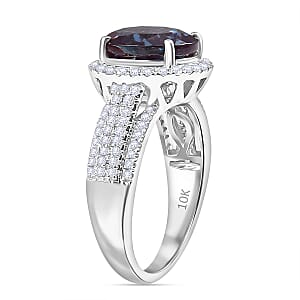 Certified & Appraised Luxuriant AAA Lab Grown Alexandrite and E-F VS Lab Grown Diamond 5.63 ctw Ring in 10K White Gold (Size 10.0)