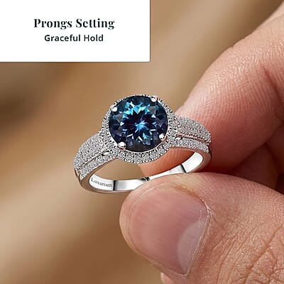 Certified & Appraised Luxuriant AAA Lab Grown Alexandrite and E-F VS Lab Grown Diamond 5.63 ctw Ring in 10K White Gold (Size 10.0)