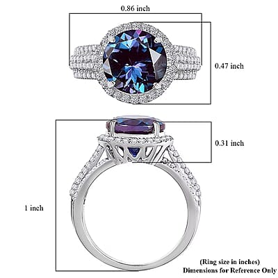 Certified & Appraised Luxuriant AAA Lab Grown Alexandrite and E-F VS Lab Grown Diamond 5.63 ctw Ring in 10K White Gold (Size 10.0)