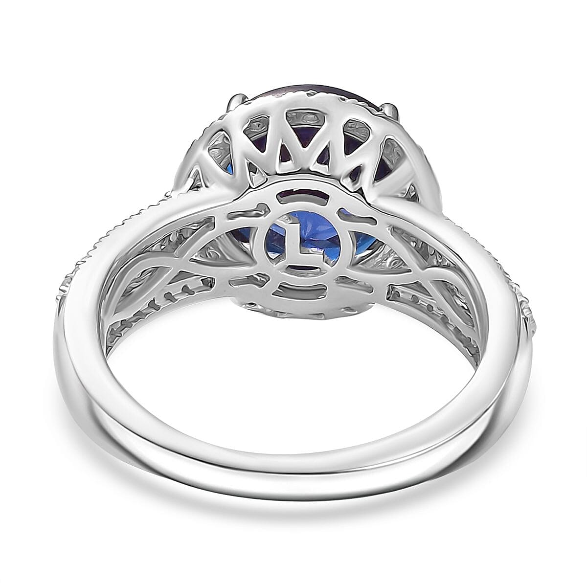  Luxuriant AAA Lab Grown Alexandrite and E-F VS Lab Grown Diamond 5.63 ctw Ring in 10K White Gold (Size 9.0) image number 4