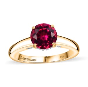 Certified & Appraised AAA Luxuriant Bixbite (LG) and E-F VS Lab Grown Diamond 2.10 ctw Ring in 10K Yellow Gold (Size 10.0)