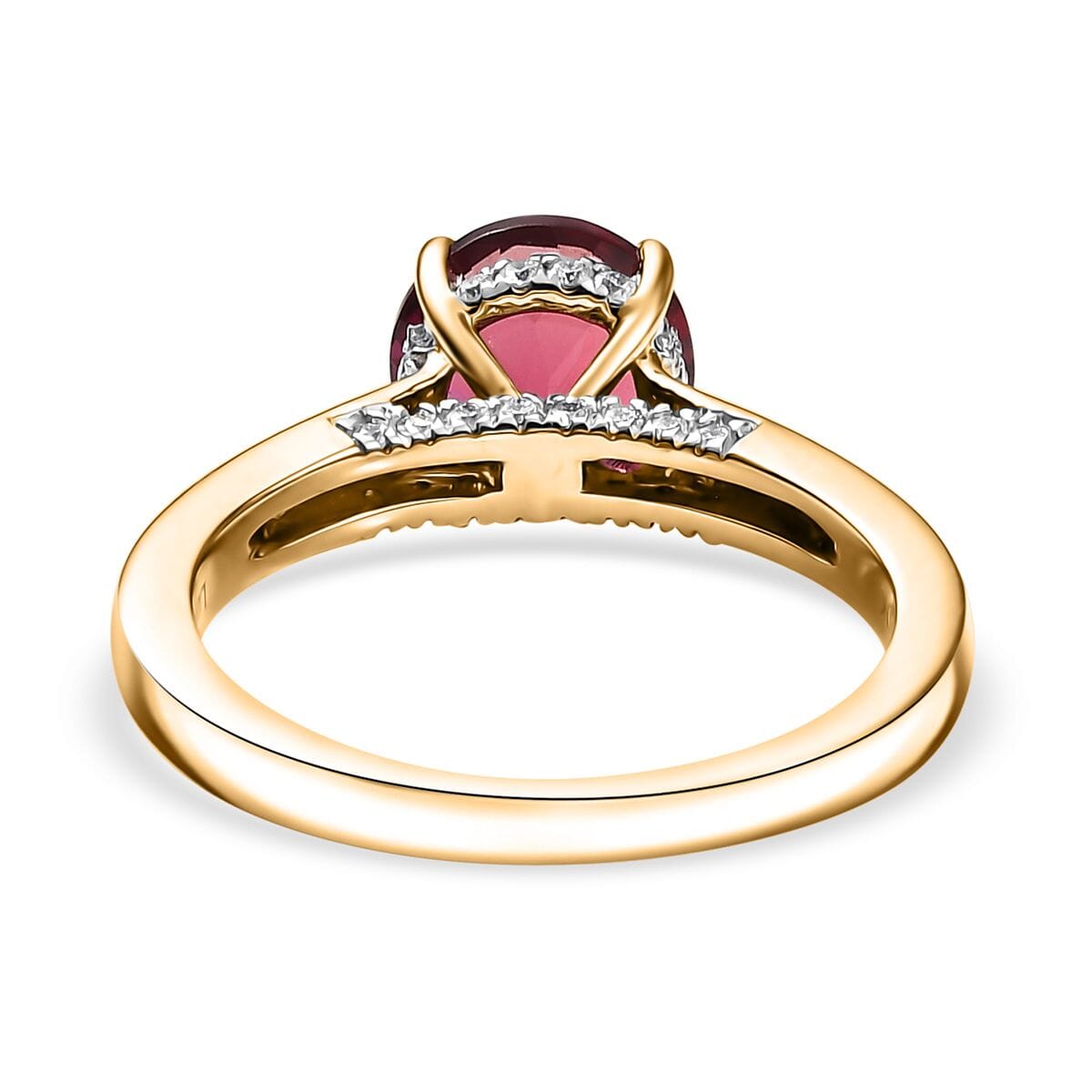 Certified & Appraised AAA Luxuriant Bixbite (LG) and E-F VS Lab Grown Diamond 2.10 ctw Ring in 10K Yellow Gold (Size 10.0) image number 4